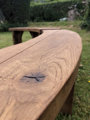 Oak curved bench 4ft x - oak,