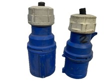 32A Blue Male + Female Plug/socket 230-240V IP44 3 Pin 32 Amp 2P+E -Single phase