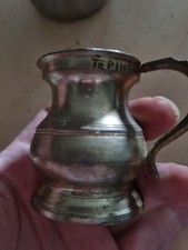 2 Antique 3" PEWTER GILL MEASURE, Baluster Shape, Touchmarks