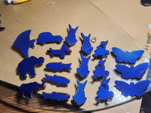 Lot vintage blue bakelite - blue,