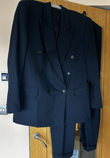 Vintage Horne Bros Double Breasted Navy 2 piece suit Jacket 42"  Trouser 36R L29