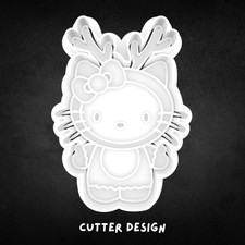 Christmas Reindeer Hello Kitty Cookie Cutter and Stamp