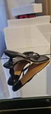 Women’s Blk Square Toe Kitten Heel Sandals Strappy Flip Flop Style Size41 UK 7/8