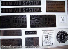 SUZUKI GT380 GT550 CAUTION WARNING DECAL SET 12 ITEMS