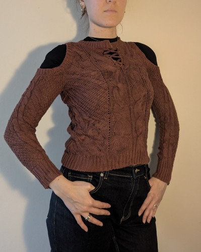 Off shoulder brown - , knitwear