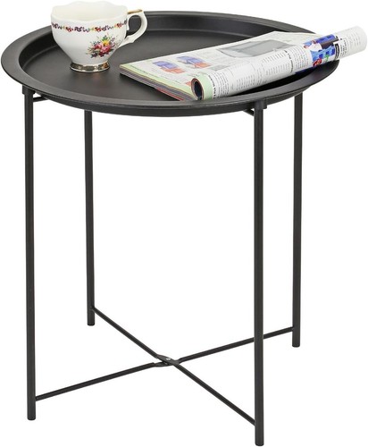 Folding metal side table - side,