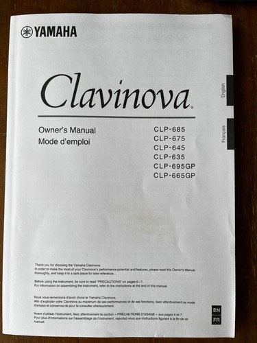 Yamaha clavinova owner - clavinova, owner's