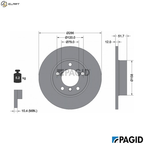 Brake disc 50412nc for - brake, bmw