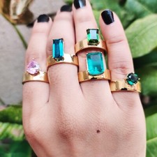 925 silver Created emerald