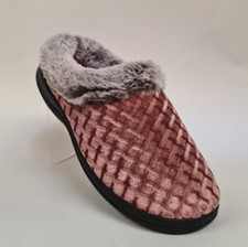 LADIES DR LIGHTFOOT WIDE FITTING MULE SLIPPER PINK HARD WEARING SOLE MEMORY FOAM