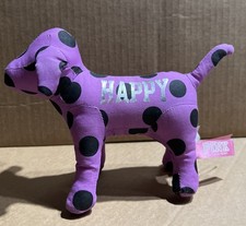6" Victoria's Secret Pink Dog -Happy- Purple W/Black Dots - Stuffed Plush