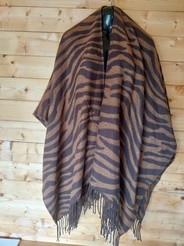 Brown zebra print shawl - brown,