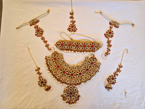 Asian bridal set red gold - red,gold, &