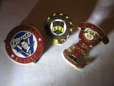3  RARE OLD HUDDERSFIELD RUGBY LEAGUE FOOTBALL CLUB ENAMEL PRESS PIN BADGES