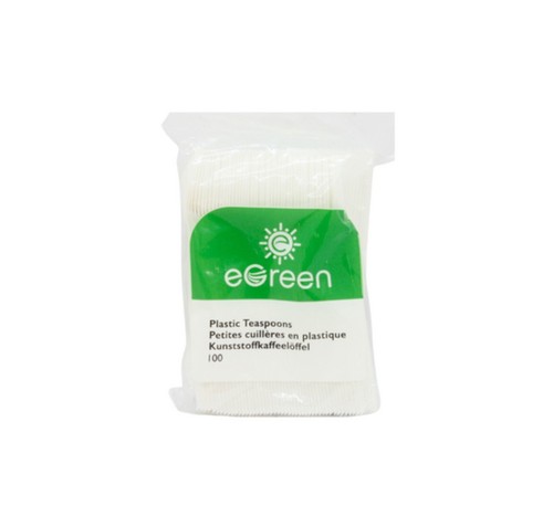 100 white plastic tea spoons - 100, x