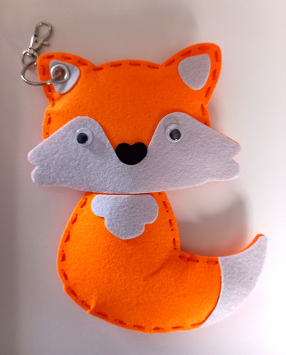 Orange felt fox - orange,