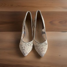 Lace Pale Blue Court Shoes