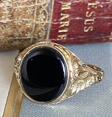 Gents 9ct gold onyx - gents, &