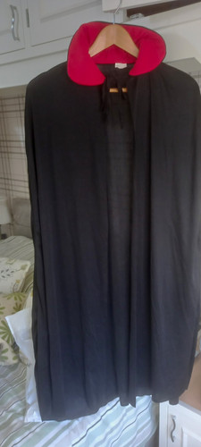 Black hooded polyester cloak - hooded,