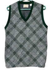 WELLINGTON HALL Vintage 1974 Green ARGYLE Knit Vest Мen’s Medium