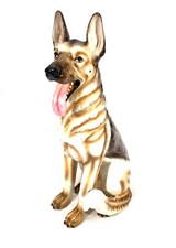 Vintage Large Life Size Italian Ceramic German Shepherd Dog Statue / Antique