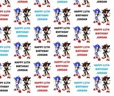 Shadow and Sonic The Hedgehog Personalised gift wrapping paper Birthday Xmas