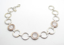 Clogau Gold Silver & 9ct Rose Gold Rose Quartz Ripples Bracelet 7 3/4"