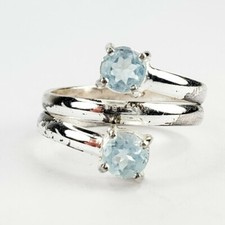 Sterling Silver 925 Baby Blue Topaz Wrap Ring Size 10