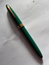 VINTAGE SHEAFFER SARATOGA PASTEL GREEN SNORKEL FOUNTAIN PEN/14K GOLD MEDIUM NIB