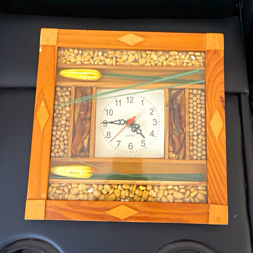 Square wall clock wood - clock, frame