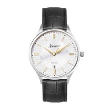 Accurist Classic 37mm Mens Round Silver Analogue Watch with Black Strap