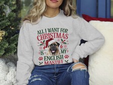 Xmas Sweatshirt Christmas Sweater English Mastiff Dog Xmas Jumper Day Festive
