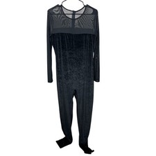 Black sheer/velour jumpsuit