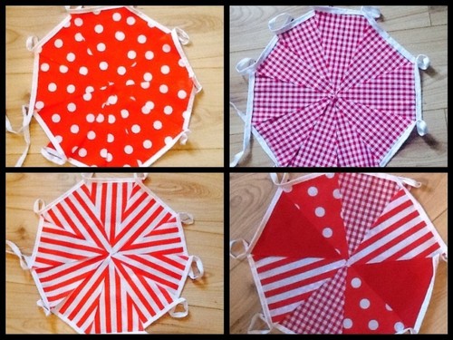 Handmade fabric bunting - fabric, red
