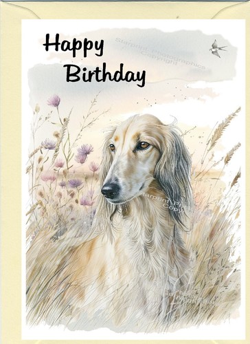 Saluki dog birthday - birthday, card