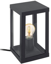 Black Outdoor Table Lamp IP44 Square Steel Glass Garden Patio Light  Lantern