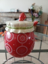 Jam Pot With Spoon Strawberry. Dishwash & Microwave Safe