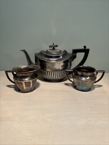 Antique silver plates tea set - tea,