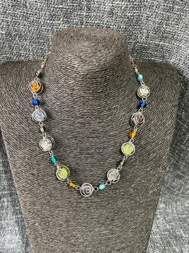 Pretty silver tone - , glass