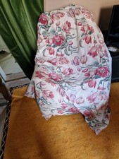 Pair of Vintage French Linen Floral Cutains