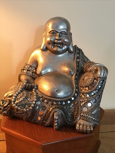 Smiling happy buddha silver - buddha,