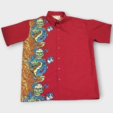 Y2K Dragon Skull Flame Graphic Button Up Shirt