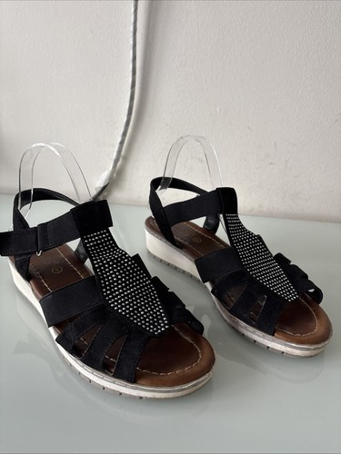 Womens black wedge sandals - wedge,