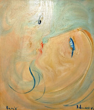 Mario Salmaso (Venice 1941- 1995), Oil on Canvas, The Kiss 1974