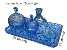 Vintage Blue Pressed Glass