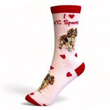King Charles Spaniel socks Love Dogs hearts cotton mix dog lover novelty gift