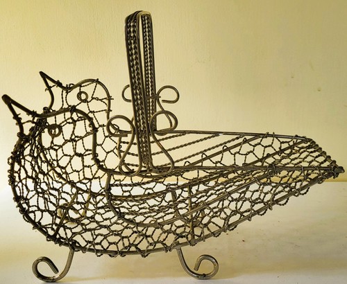 Vintage brass wire hen shaped - vintage,
