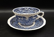 Vintage Mason's Ironstone Blue Vista  Breakfast Cup and Saucer
