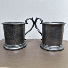 Pewter Craftsman Cup Small Hand Hammered Sheffield X2 Vintage mid Twentieth Cent