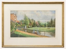 George Parsons Norman (1840-1914) - Watercolour, Waiting on the Garden Bridge